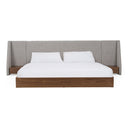 janice - modern grey fabric and walnut bed and nightstands