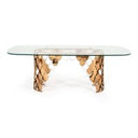Javier Modern Glass & Gold Round Coffee Table
