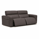 Nouveau Jessop - Modern Dark Grey Leather Sofa 2 Recliners