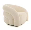 Joshua Modern 4-Seater Curved White and Taupe Fabric Sofa