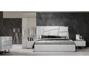 Nixa Modern White Bonded Leather & Gold Bed