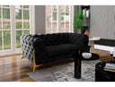 Quincey - Transitional Black Velvet Loveseat