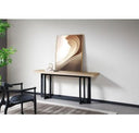 T8963 - Natural Oak + Black Metal Dining Table