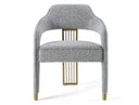 Kasem - Modern Grey Fabric + Gold Dining Chair