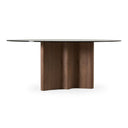Kaye - Modern Walnut + Glass 71" Round Dining Table