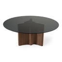 Kaye - Modern Walnut + Glass 71" Round Dining Table