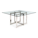 Keaton - Square Modern Glass + Stainless Steel Dining Table