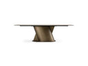 Kiefer - Modern Faux Travertine Ceramic + Bronze Dining Table