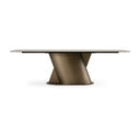 Kiefer - Modern Faux Travertine Ceramic + Bronze Console Table