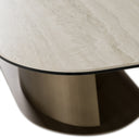 Kiefer - Modern Faux Travertine Ceramic + Bronze Dining Table