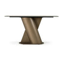 Kiefer - Modern Faux Travertine Ceramic + Bronze Dining Table