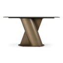 Kiefer - Modern Faux Travertine Ceramic + Bronze Console Table