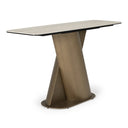Kiefer - Modern Faux Travertine Ceramic + Bronze Console Table