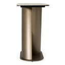 Kiefer - Modern Faux Travertine Ceramic + Bronze Console Table