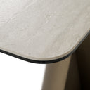 Kiefer - Modern Faux Travertine Ceramic + Bronze Console Table