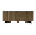 Kiefer - Modern Faux Travertine Ceramic + Bronze Dining Table