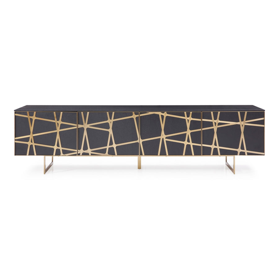 Kilson - Modern Black Oak & Champagne Gold TV Stand