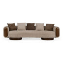 Kiran - Modern Beige + Brown Fabric Sofa