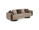 Kiran - Modern Beige + Brown Fabric Sofa
