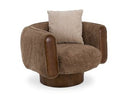 Kiran - Modern Brown + Beige Swivel Accent Chair