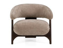 Kirby - Modern Tan Fabric + Brown Oak Accent Chair