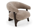 Kirby - Modern Tan Fabric + Brown Oak Accent Chair