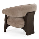 Kirby - Modern Tan Fabric + Brown Oak Accent Chair
