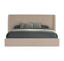 Kiro + Lago - Modern Tan Fabric + Faux Travertine 4-Piece Bedroom Set