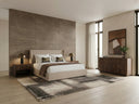 Kiro + Roma - Modern Tan Fabric + Walnut 4-Piece Bedroom Set