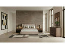 Kiro + Roma - Modern Tan Fabric + Walnut 4-Piece Bedroom Set