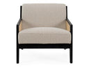 Kratz - Modern Beige Fabric + Rattan + Black Walnut Accent Chair