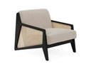 Kratz - Modern Beige Fabric + Rattan + Black Walnut Accent Chair