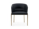 Kravitz - Modern Dark Grey Vegan Leather + Antique Brass Dining Chair