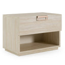 roma + lago - modern burnt orange velvet + faux travertine 4-piece bedroom set