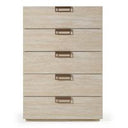 Roma + Lago - Modern Burnt Orange Velvet + Faux Travertine Bed + Nightstands Set