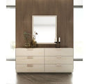 Kiro + Lago - Modern Tan Fabric + Faux Travertine 4-Piece Bedroom Set