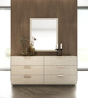 roma + lago - modern burnt orange velvet + faux travertine 4-piece bedroom set