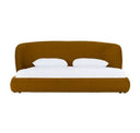 Lambert + Soria - Modern Burnt Orange Fabric + Walnut 4-Piece Bedroom Set