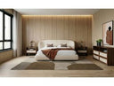 Lambert + Emilio - Modern Beige Fabric + Walnut + Burlap 4-Piece Bedroom Set