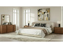 Lambert + Berlin - Modern Beige Fabric + Walnut 4-Piece Bedroom Set