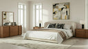 Lambert + Berlin - Modern Beige Fabric + Walnut 4-Piece Bedroom Set