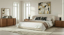 Lambert + Berlin - Modern Beige Fabric + Walnut 4-Piece Bedroom Set