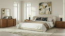 Lambert + Berlin - Modern Beige Fabric + Walnut 4-Piece Bedroom Set