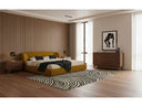 Lambert + Soria - Modern Burnt Orange Fabric + Walnut 4-Piece Bedroom Set