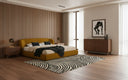 Lambert + Soria - Modern Burnt Orange Fabric + Walnut 4-Piece Bedroom Set