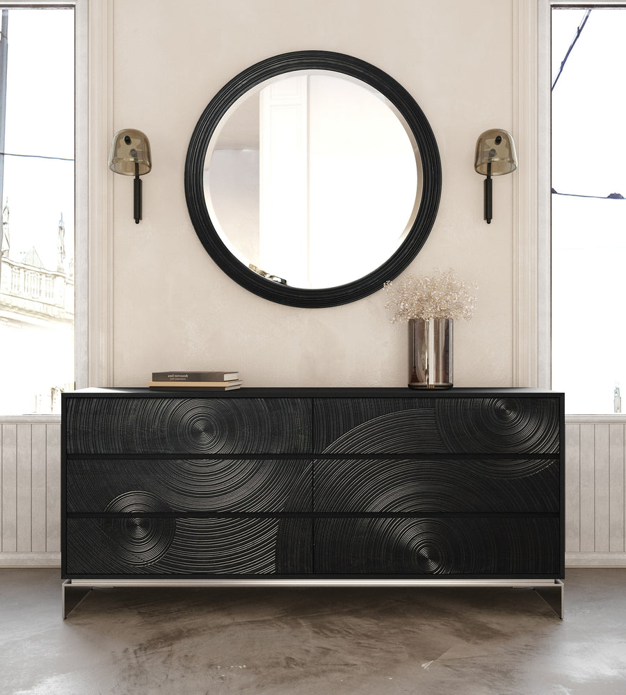 Cirque - Modern Black Ash Round Mirror