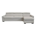 Sacha - Modern Light Grey Leather Reversible Sectional Sofa Bed with Storage