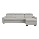 Sacha - Modern Light Grey Leather Reversible Sectional Sofa Bed with Storage
