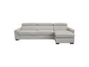 Sacha - Modern Light Grey Leather Reversible Sectional Sofa Bed with Storage