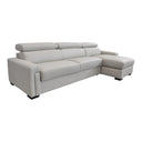 Sacha - Modern Light Grey Leather Reversible Sectional Sofa Bed with Storage